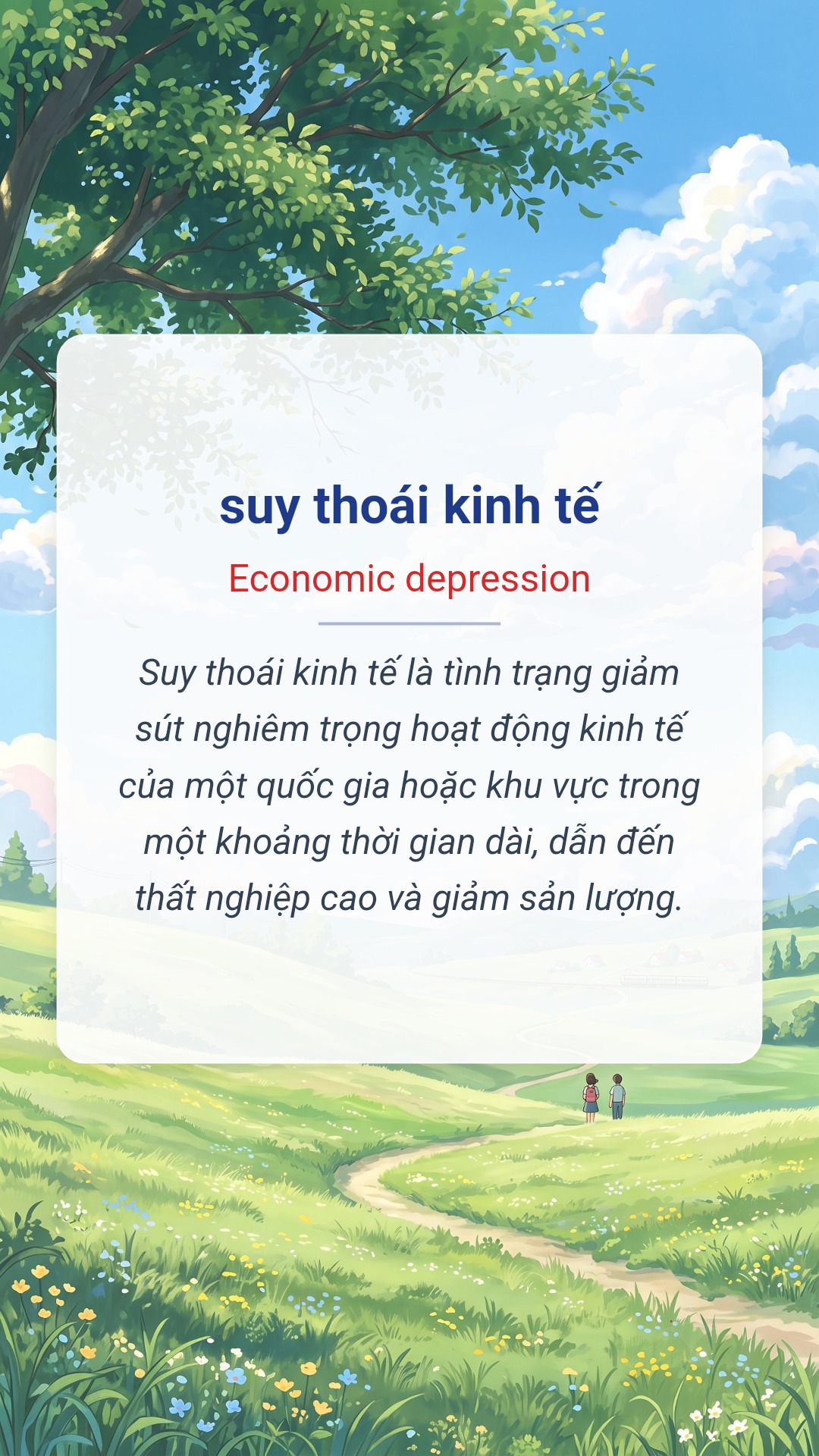 Hình minh hoạ "suy thoái kinh tế" tiếng Anh là "Economic depression"