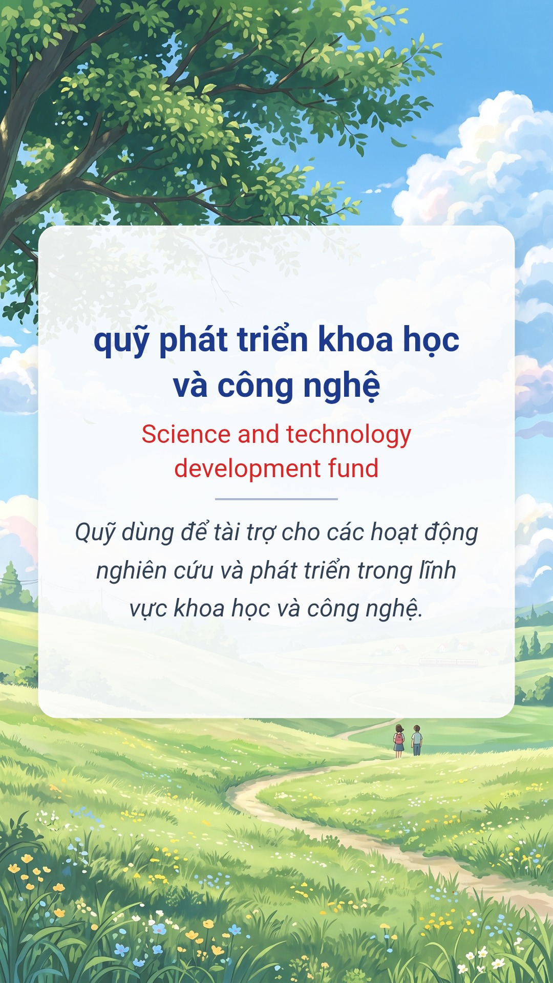 Hình minh hoạ "quỹ phát triển khoa học và công nghệ" tiếng Anh là "Science and technology development fund"