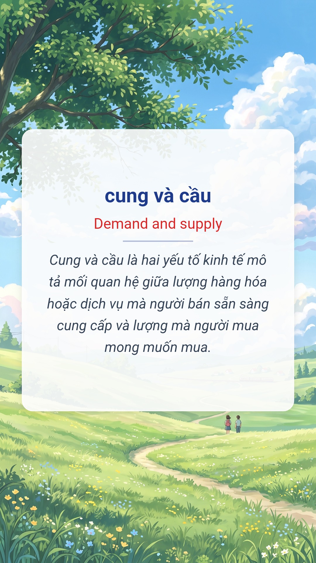 Hình minh hoạ "cung và cầu" tiếng Anh là "Demand and supply"