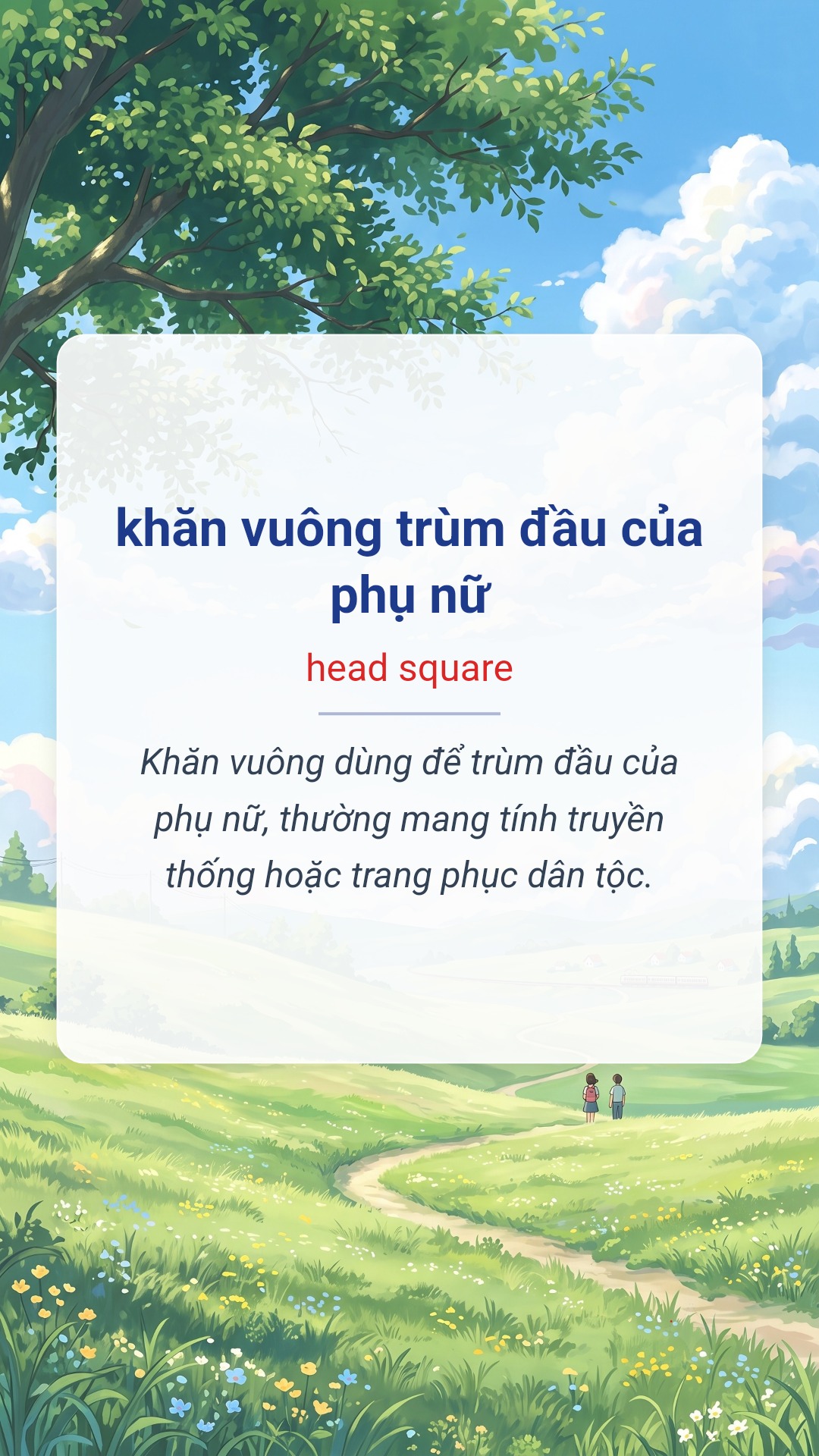 Hình minh hoạ "khăn vuông trùm đầu của phụ nữ" tiếng Anh là "head square"