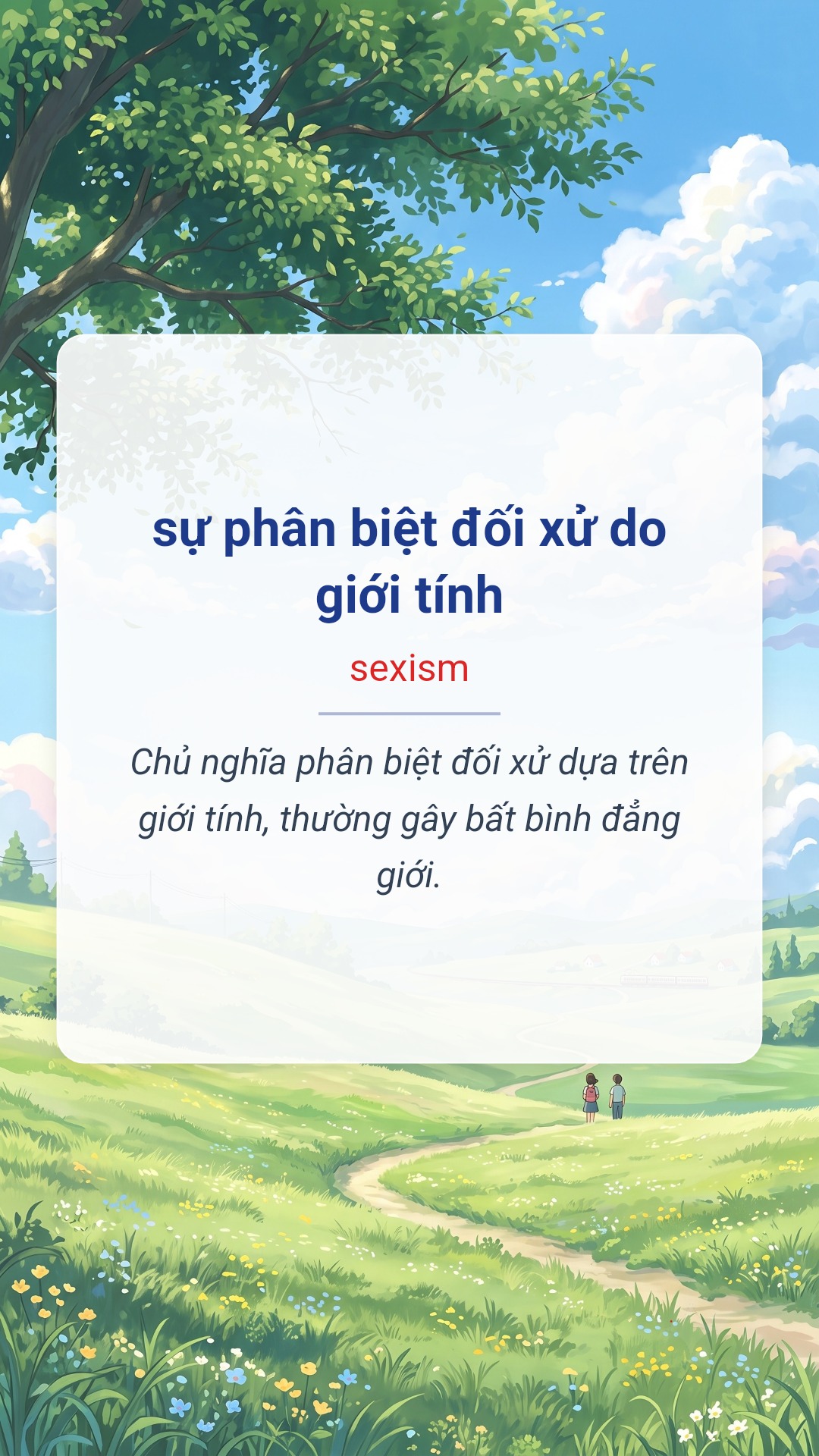 sự phân biệt đối xử do giới tính tiếng Anh là sexism Hình minh hoạ "sự phân biệt đối xử do giới tính" tiếng Anh là "sexism"