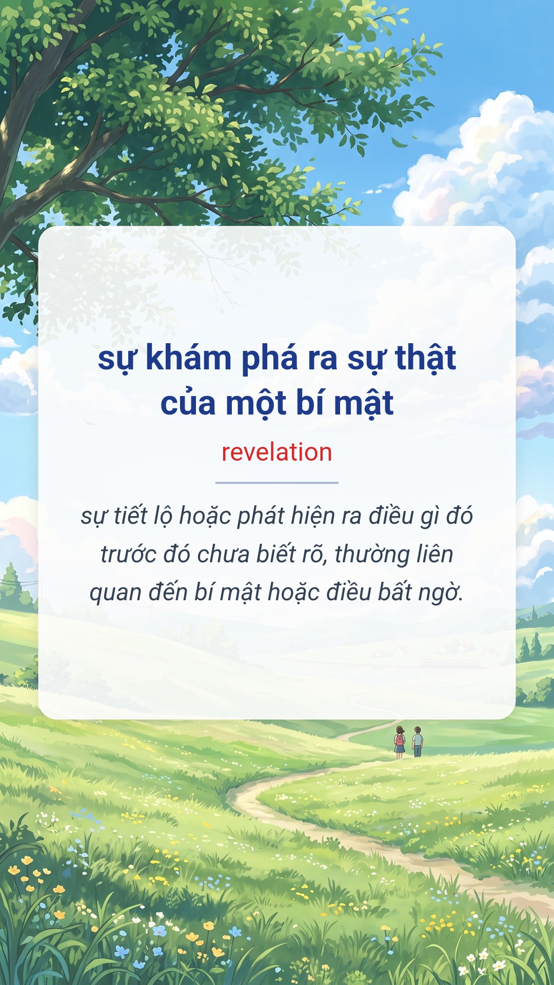 Hình minh hoạ "sự khám phá ra sự thật của một bí mật" tiếng Anh là "revelation"