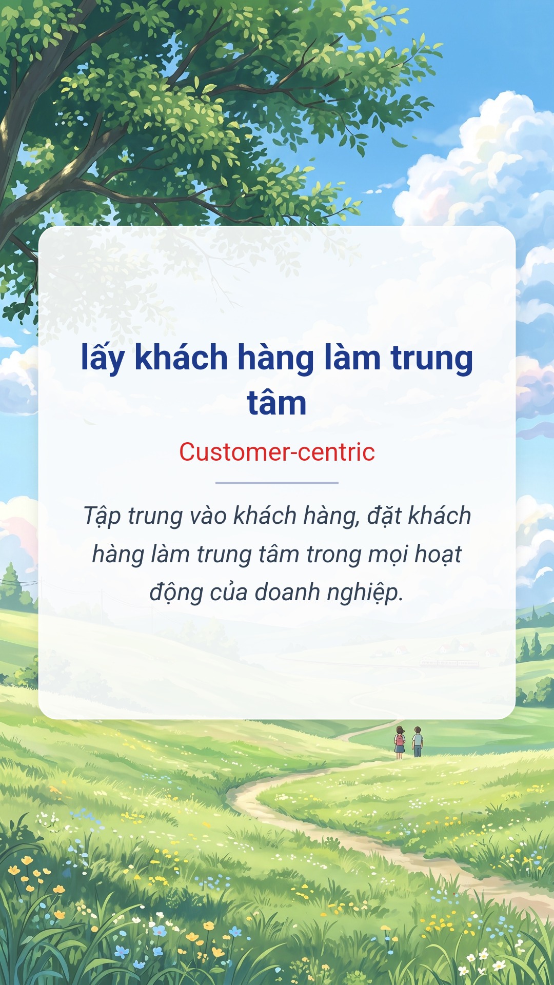 Hình minh hoạ "lấy khách hàng làm trung tâm" tiếng Anh là "Customer-centric"