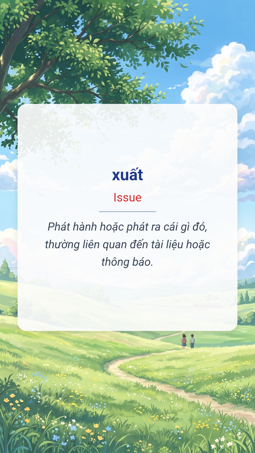 Hình minh hoạ "xuất" tiếng Anh là "Issue"
