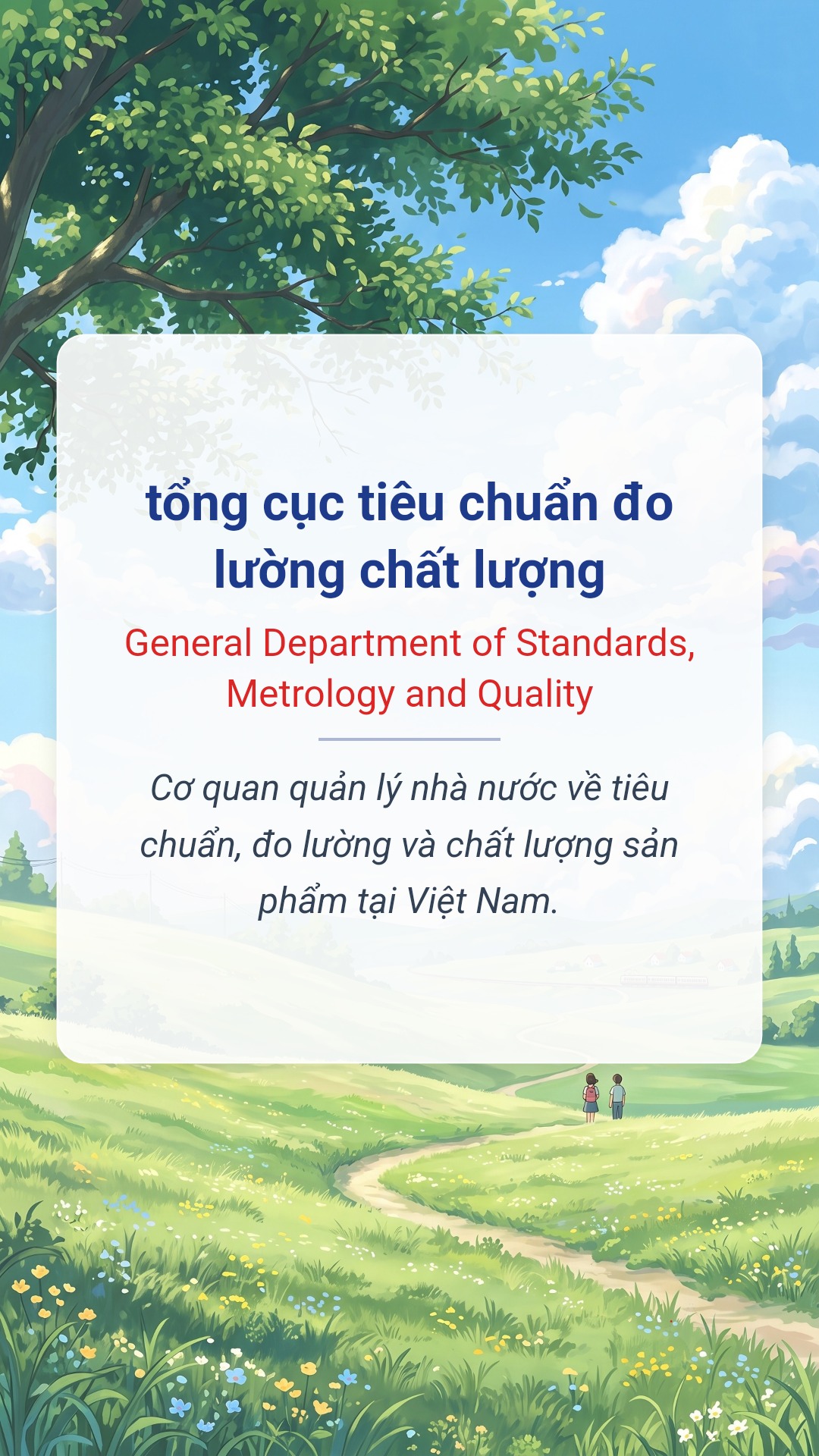 tổng cục tiêu chuẩn đo lường chất lượng tiếng Anh là General Department of Standards, Metrology and Quality Hình minh hoạ "tổng cục tiêu chuẩn đo lường chất lượng" tiếng Anh là "General Department of Standards, Metrology and Quality"