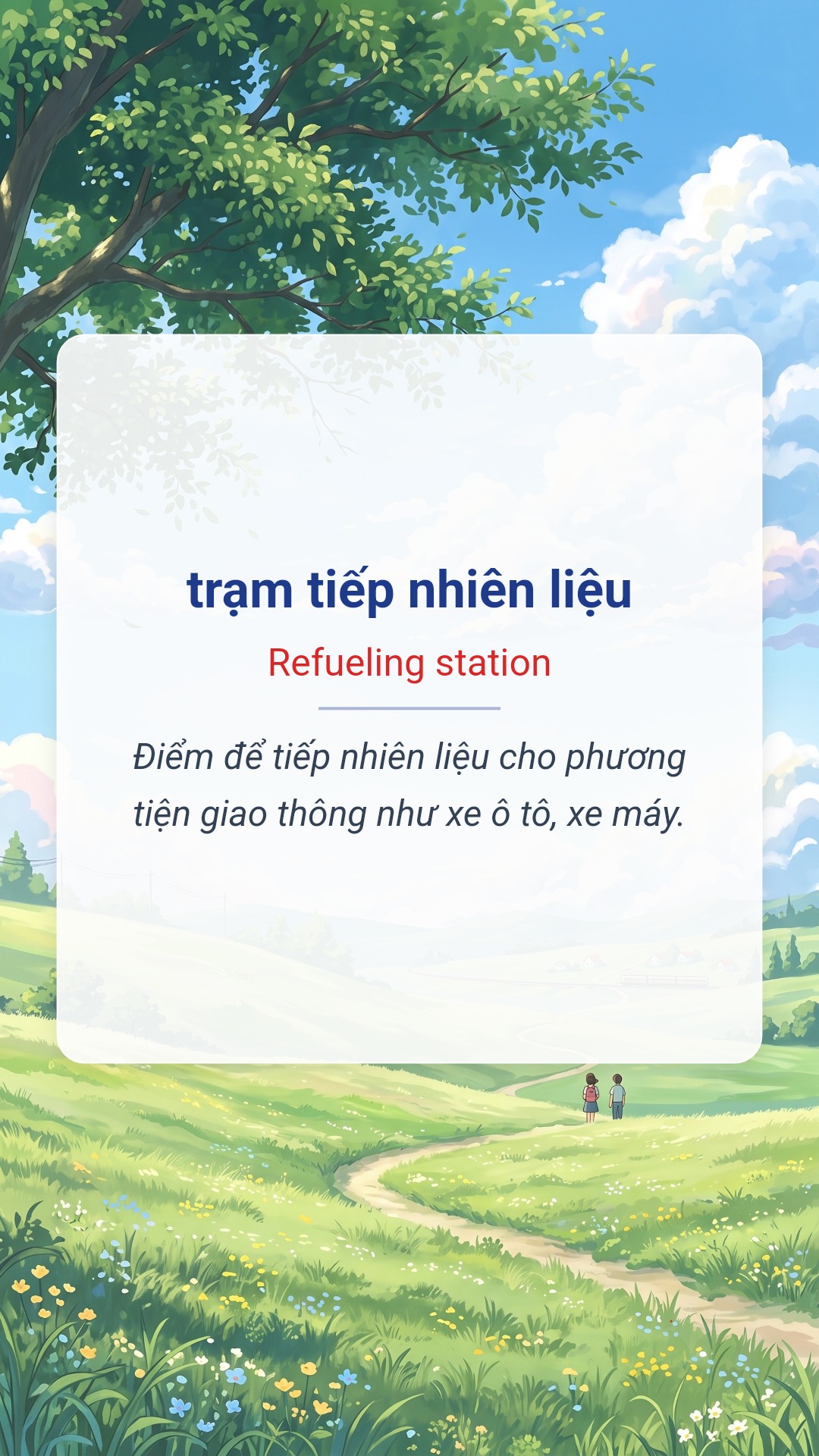 trạm tiếp nhiên liệu tiếng Anh là Refueling station Hình minh hoạ "trạm tiếp nhiên liệu" tiếng Anh là "Refueling station"