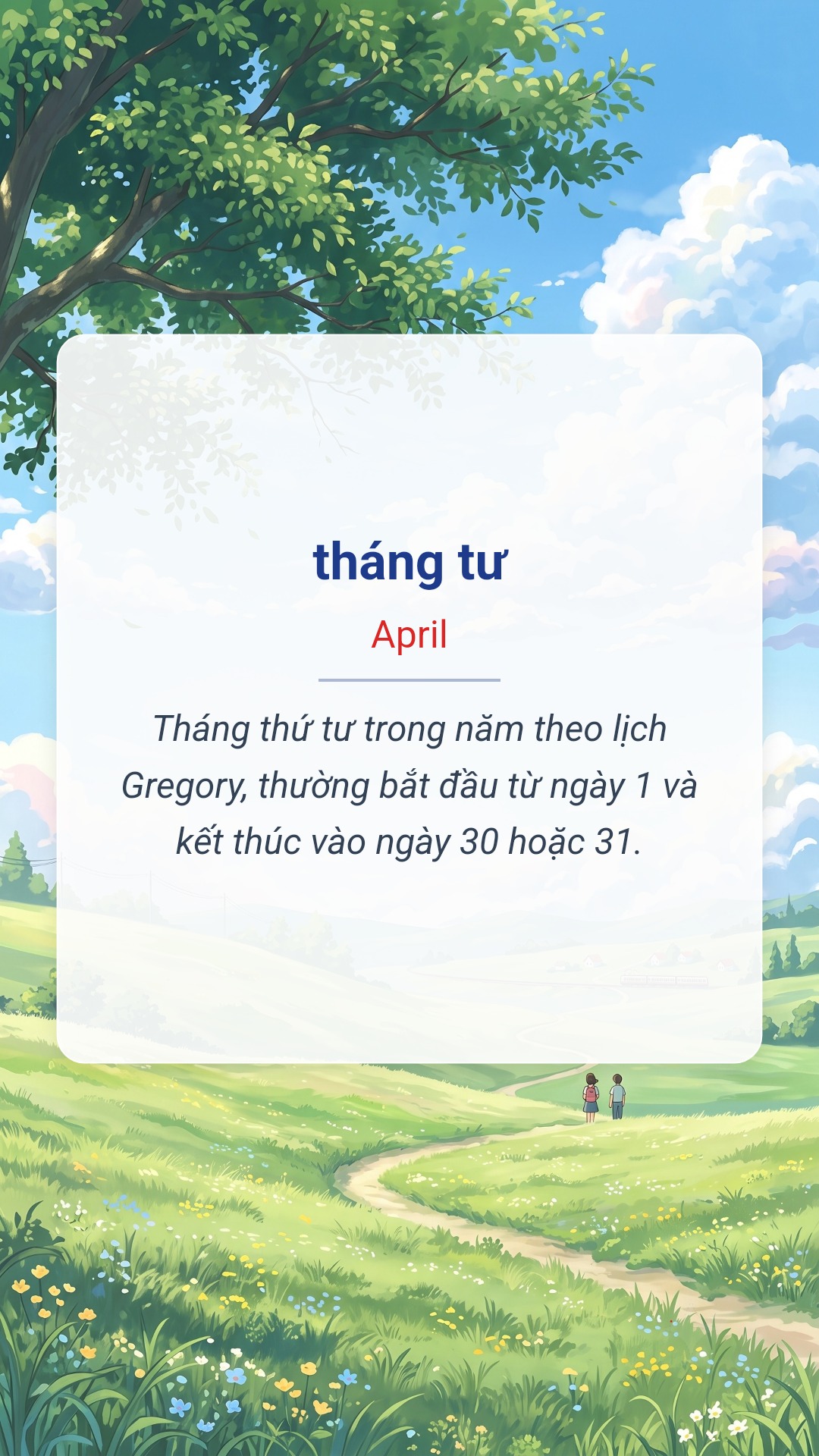 tháng tư tiếng Anh là April Hình minh hoạ "tháng tư" tiếng Anh là "April"