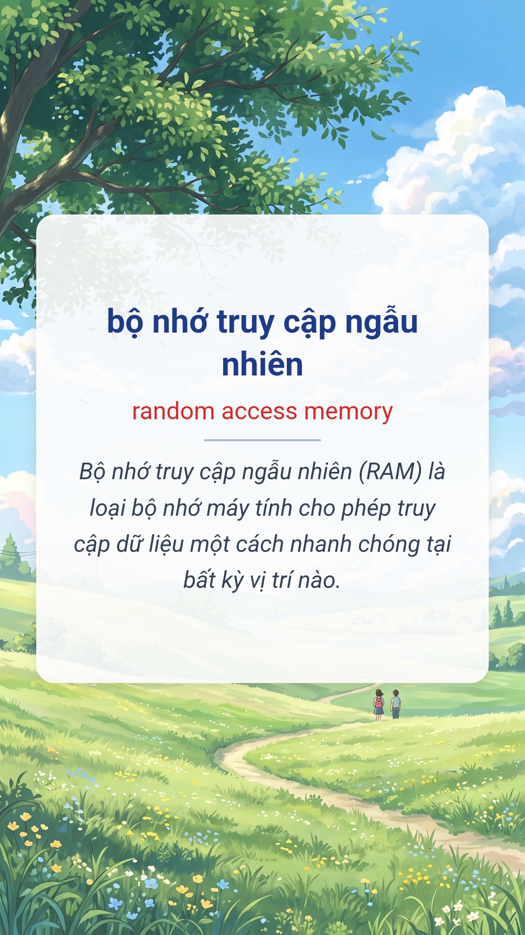 Hình minh hoạ "bộ nhớ truy cập ngẫu nhiên" tiếng Anh là "random access memory"
