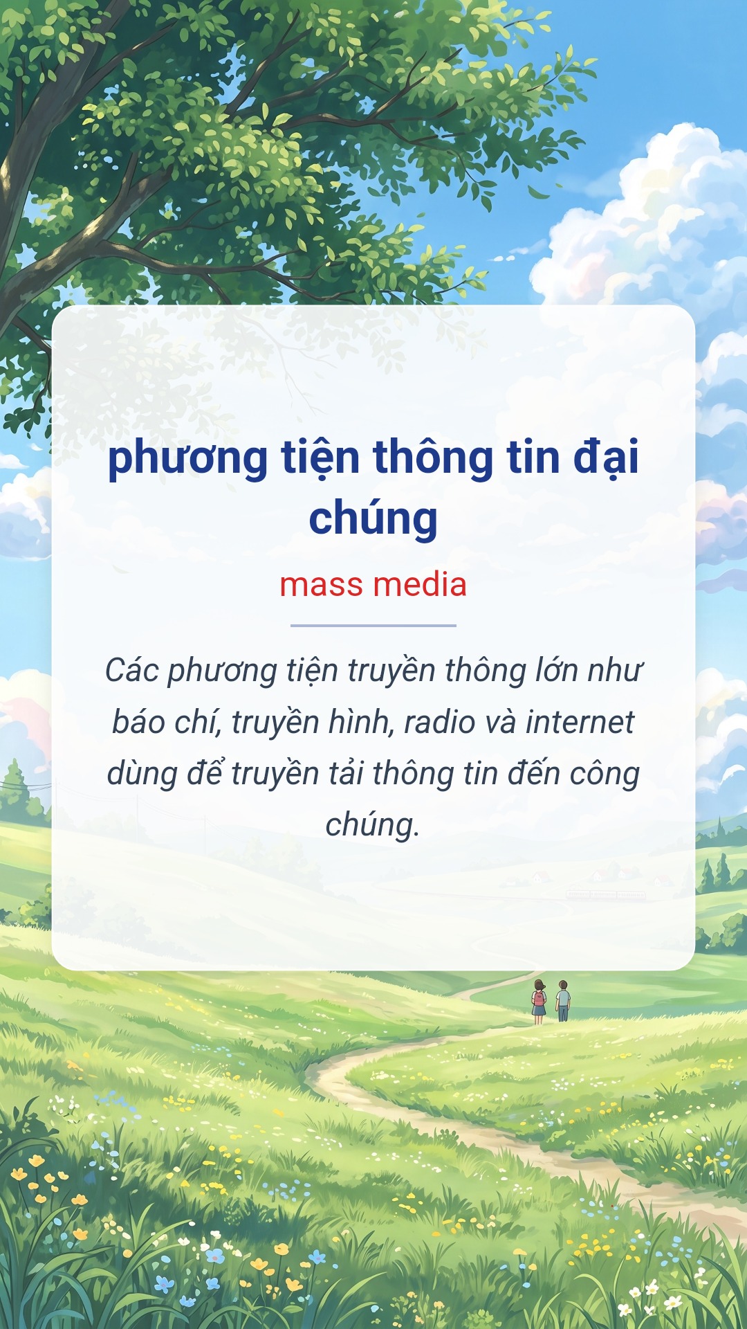Hình minh hoạ "phương tiện thông tin đại chúng" tiếng Anh là "mass media"