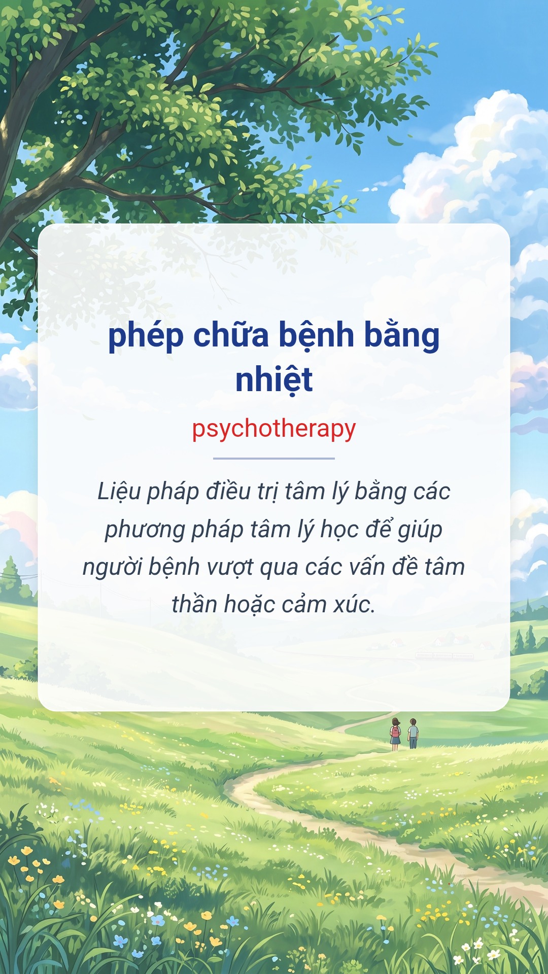 Hình minh hoạ "phép chữa bệnh bằng nhiệt" tiếng Anh là "psychotherapy"