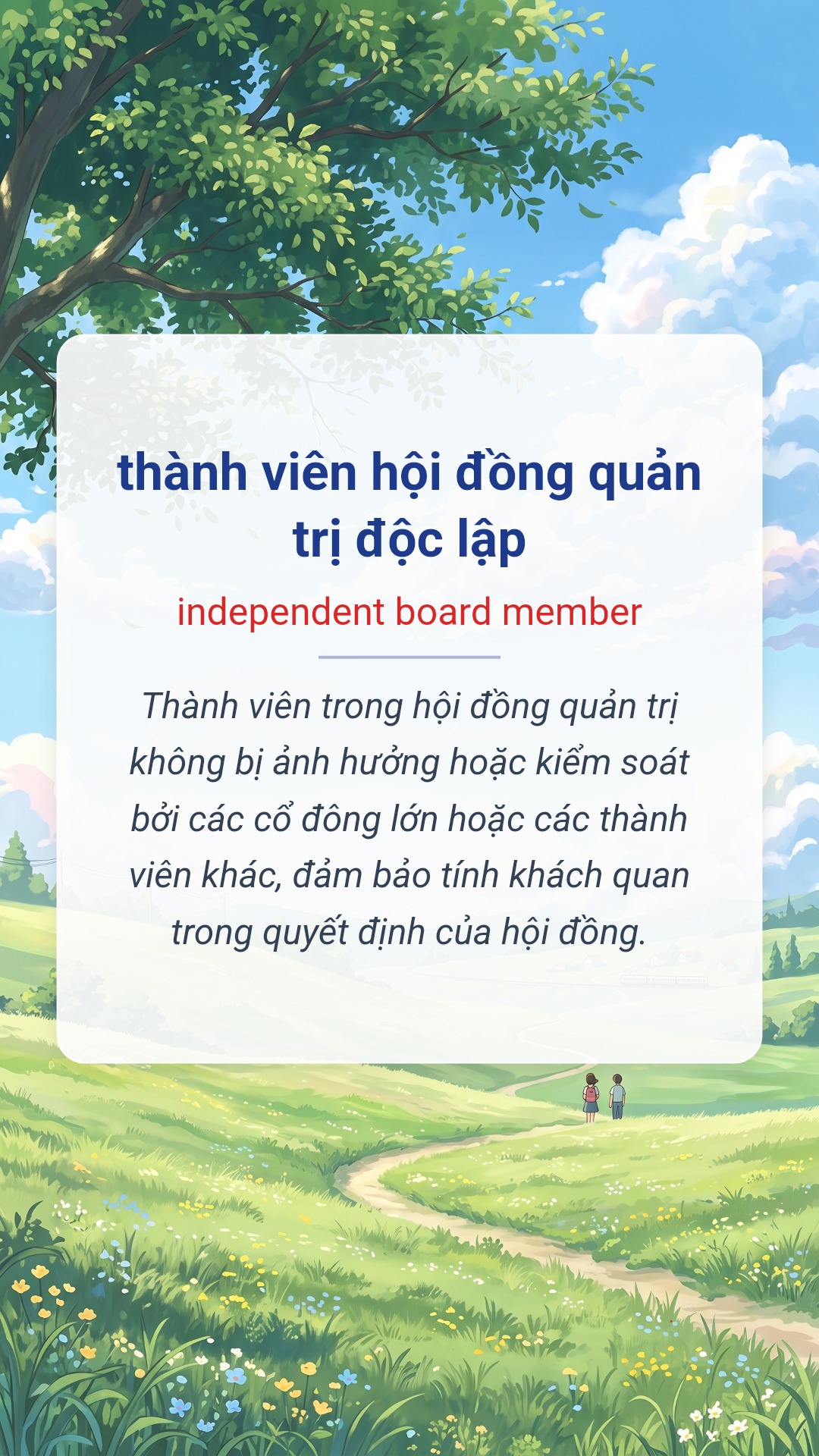 Hình minh hoạ "thành viên hội đồng quản trị độc lập" tiếng Anh là "independent board member"