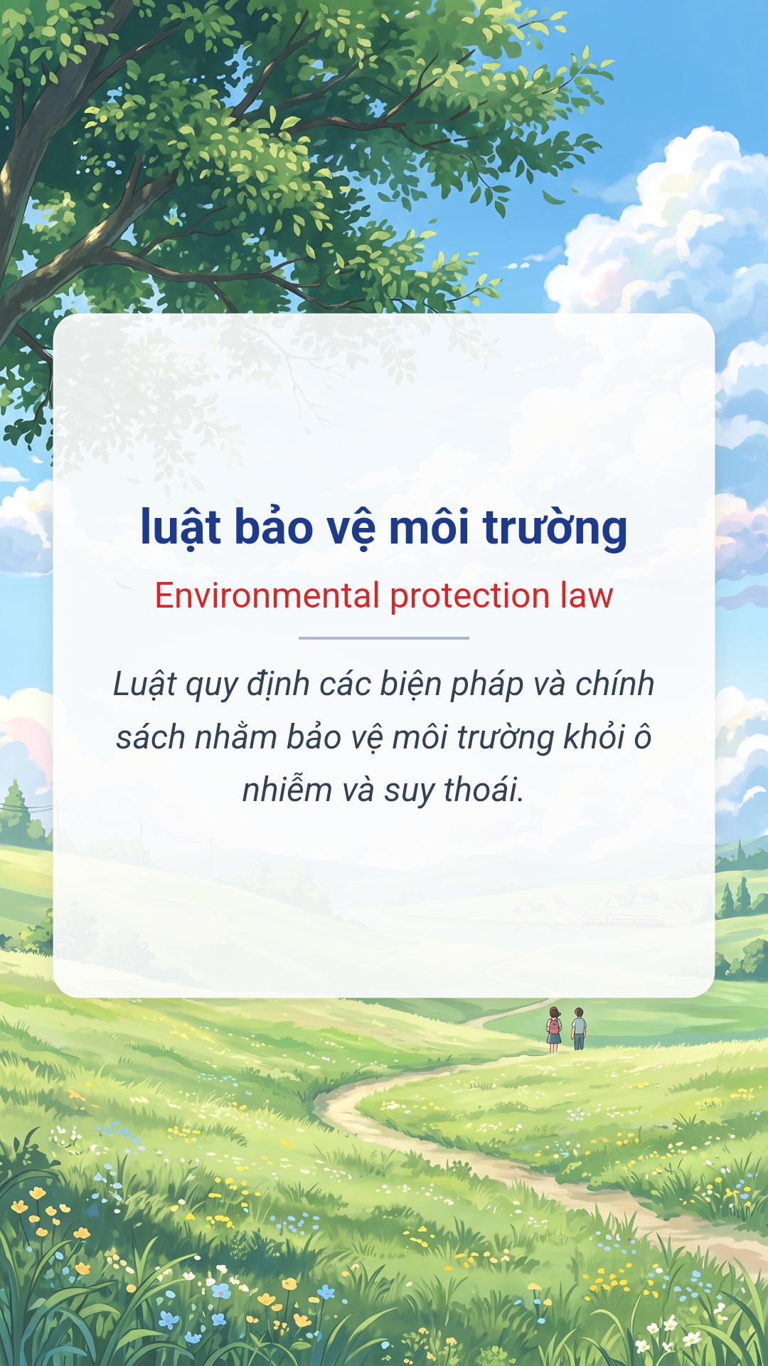 luật bảo vệ môi trường tiếng Anh là Environmental protection law Hình minh hoạ "luật bảo vệ môi trường" tiếng Anh là "Environmental protection law"