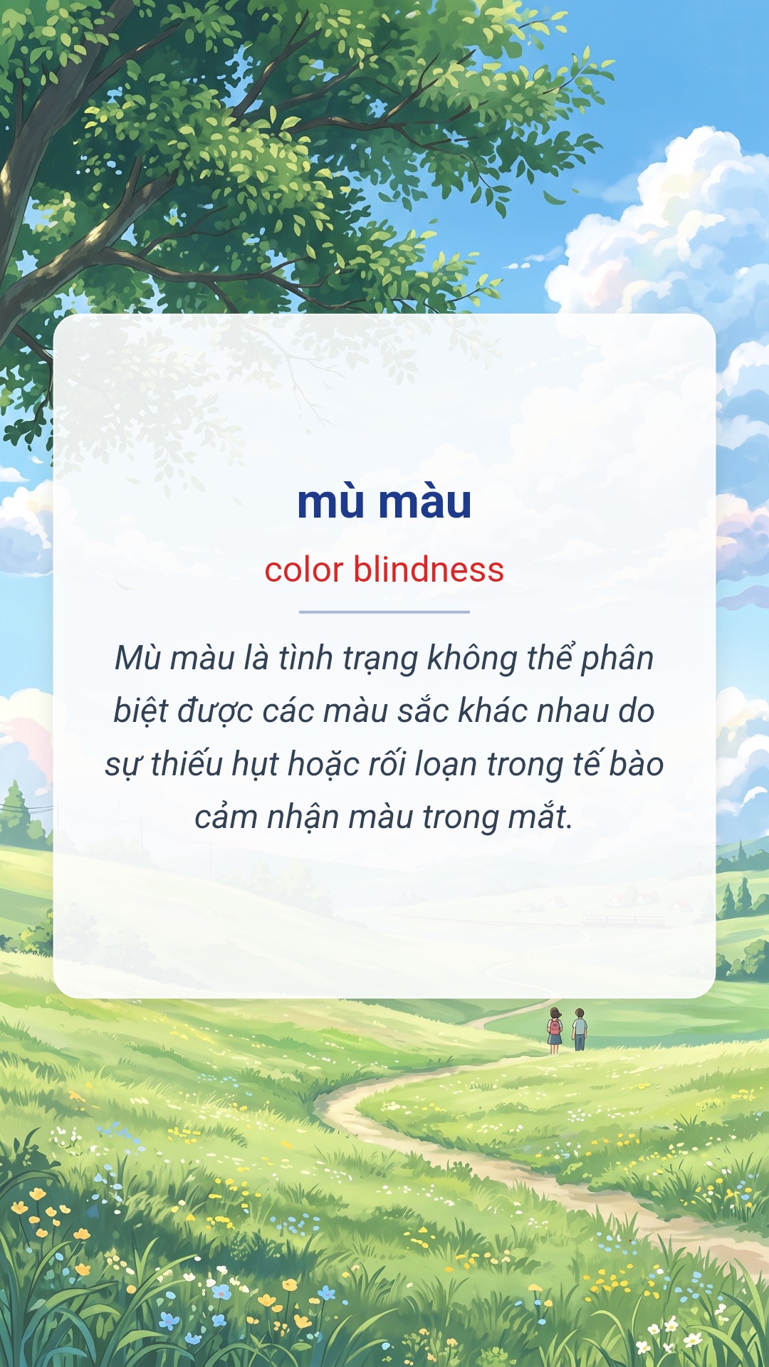 mù màu tiếng Anh là color blindness Hình minh hoạ "mù màu" tiếng Anh là "color blindness"