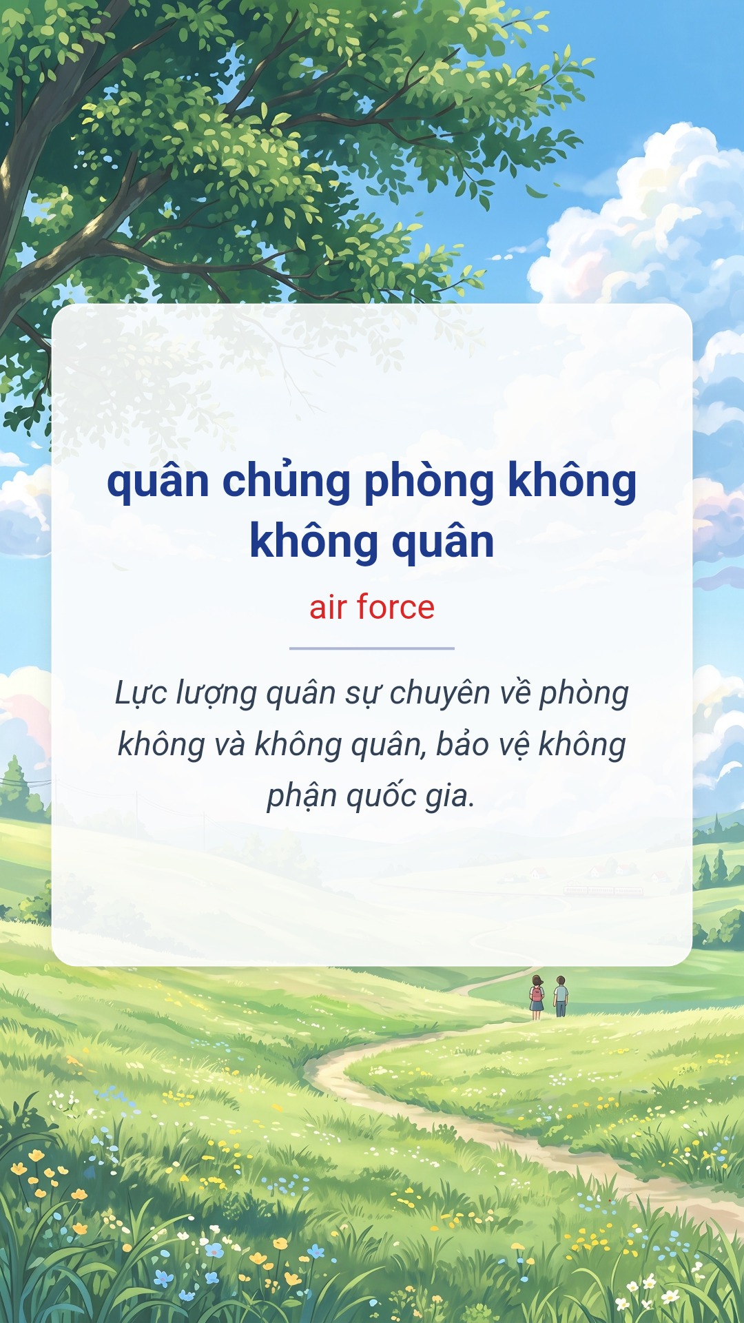 quân chủng phòng không không quân tiếng Anh là air force Hình minh hoạ "quân chủng phòng không không quân" tiếng Anh là "air force"