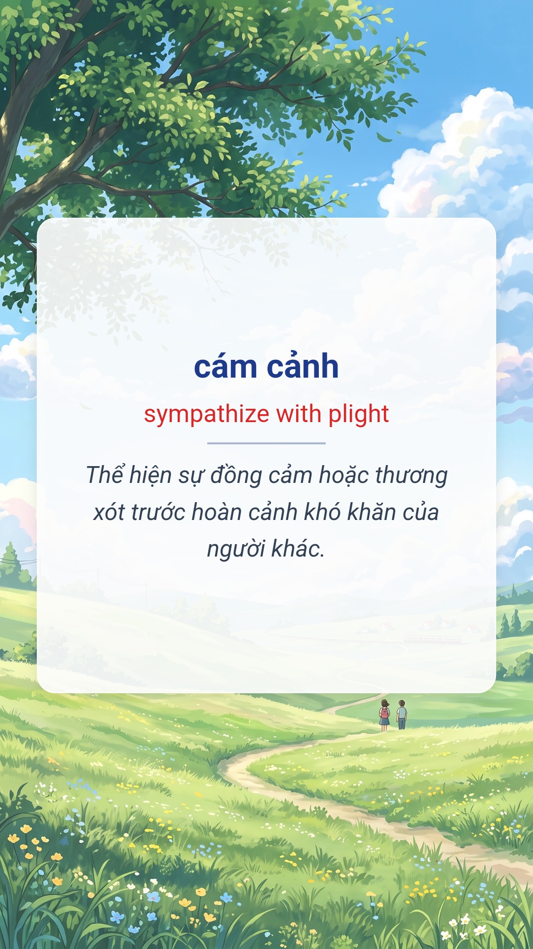 cám cảnh tiếng Anh là sympathize with plight Hình minh hoạ "cám cảnh" tiếng Anh là "sympathize with plight"