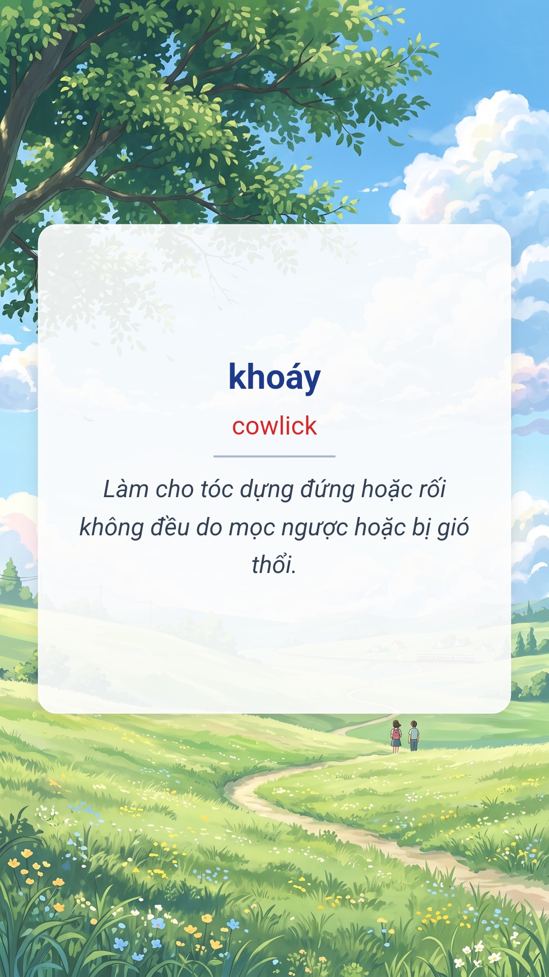 khoáy tiếng Anh là cowlick Hình minh hoạ "khoáy" tiếng Anh là "cowlick"