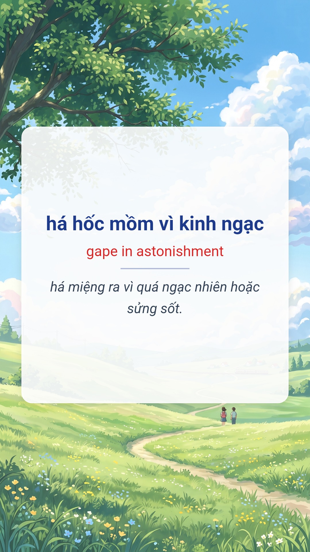 Hình minh hoạ "há hốc mồm vì kinh ngạc" tiếng Anh là "gape in astonishment"