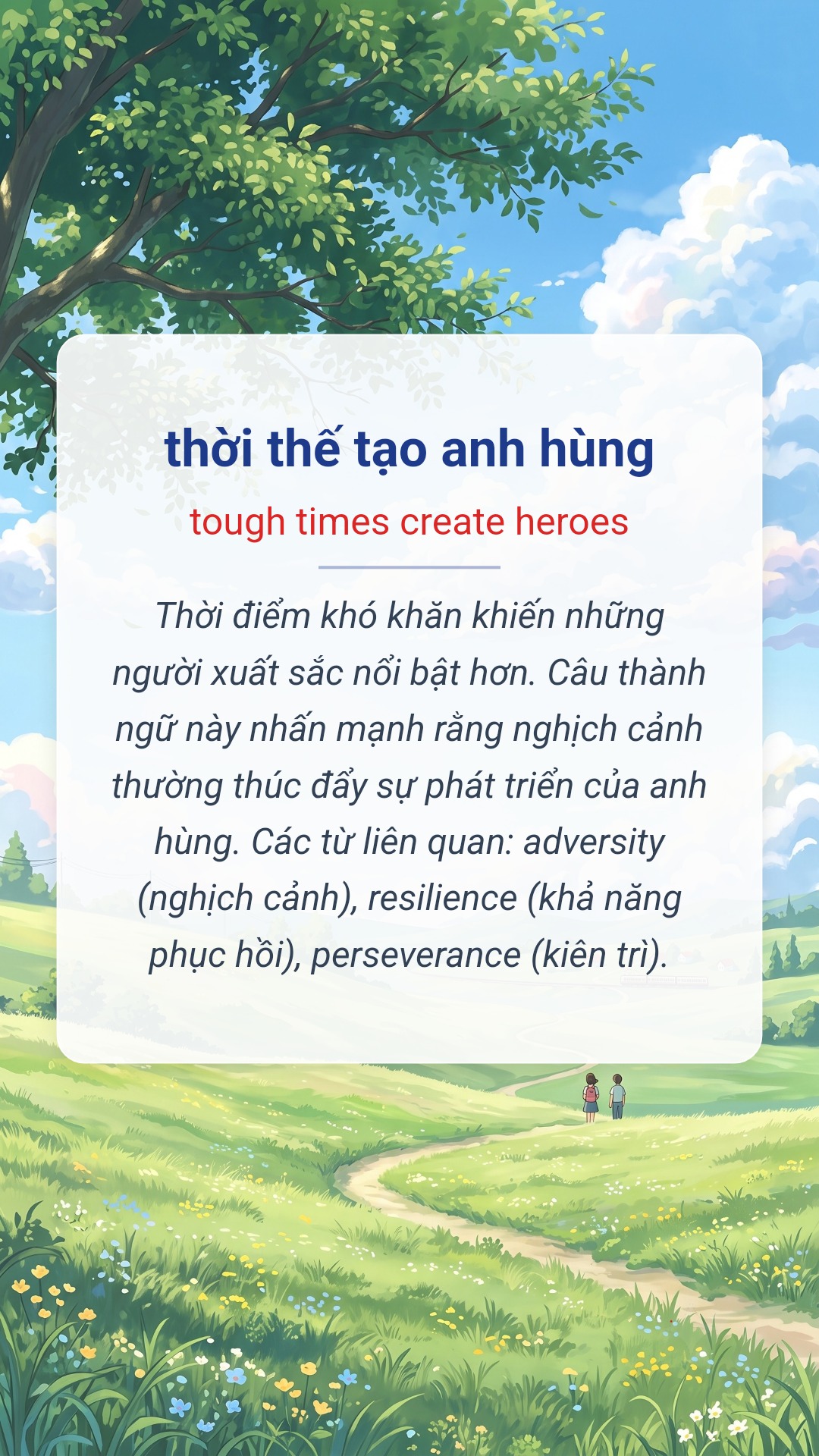 Hình minh hoạ "thời thế tạo anh hùng" tiếng Anh là "tough times create heroes"