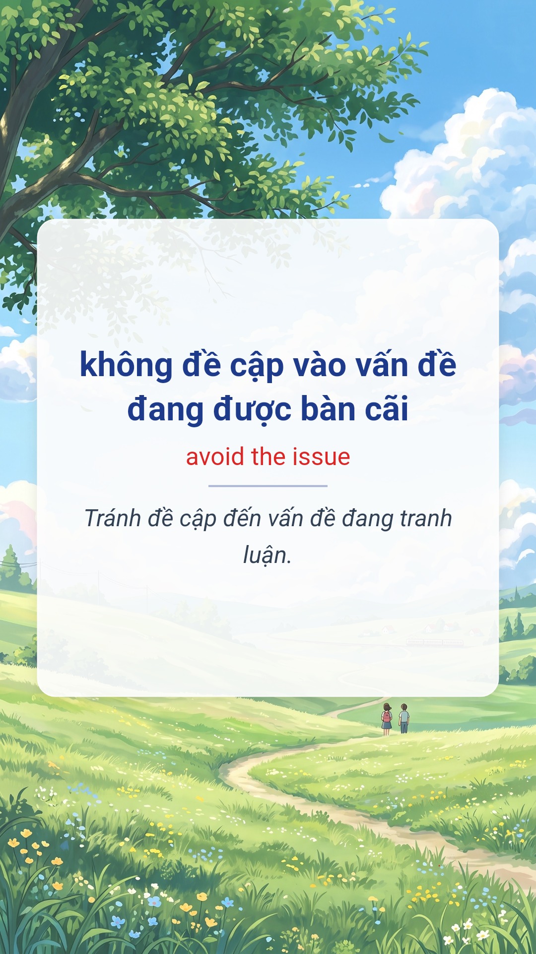 Hình minh hoạ "không đề cập vào vấn đề đang được bàn cãi" tiếng Anh là "avoid the issue"